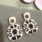 Bold Round Enamel Drop Earrings with Gold Plated Finish, Contemporary Designer Earrings