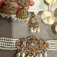 Gold Plated Choker/ Necklace Set with Monzonite Stones, Multi Strand Pearl Necklace and Earrings