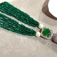Designer Emerald Green Beaded Necklace Set with Coordinating Tassel Earrings