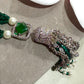 Designer Emerald Green Beaded Necklace Set with Coordinating Tassel Earrings