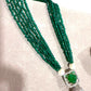 Designer Emerald Green Beaded Necklace Set with Coordinating Tassel Earrings
