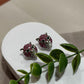 Designer Panther Head Earrings with Ruby Pink CZ Stones, Rhodium Finish Animal Inspired Stud