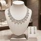 Elegant Rhodium Finish Necklace and Earring Set with Sparkling CZ Stones, Timeless Statement Jewelry
