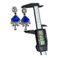 Contemporary Pentagon Drop Earrings Featuring Navy Blue Accents and Modern Designer Style