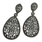 Elegant Black Finish Drop statement Earrings, Oversized Teardrop Filigree Earrings for Party and Evening Wear