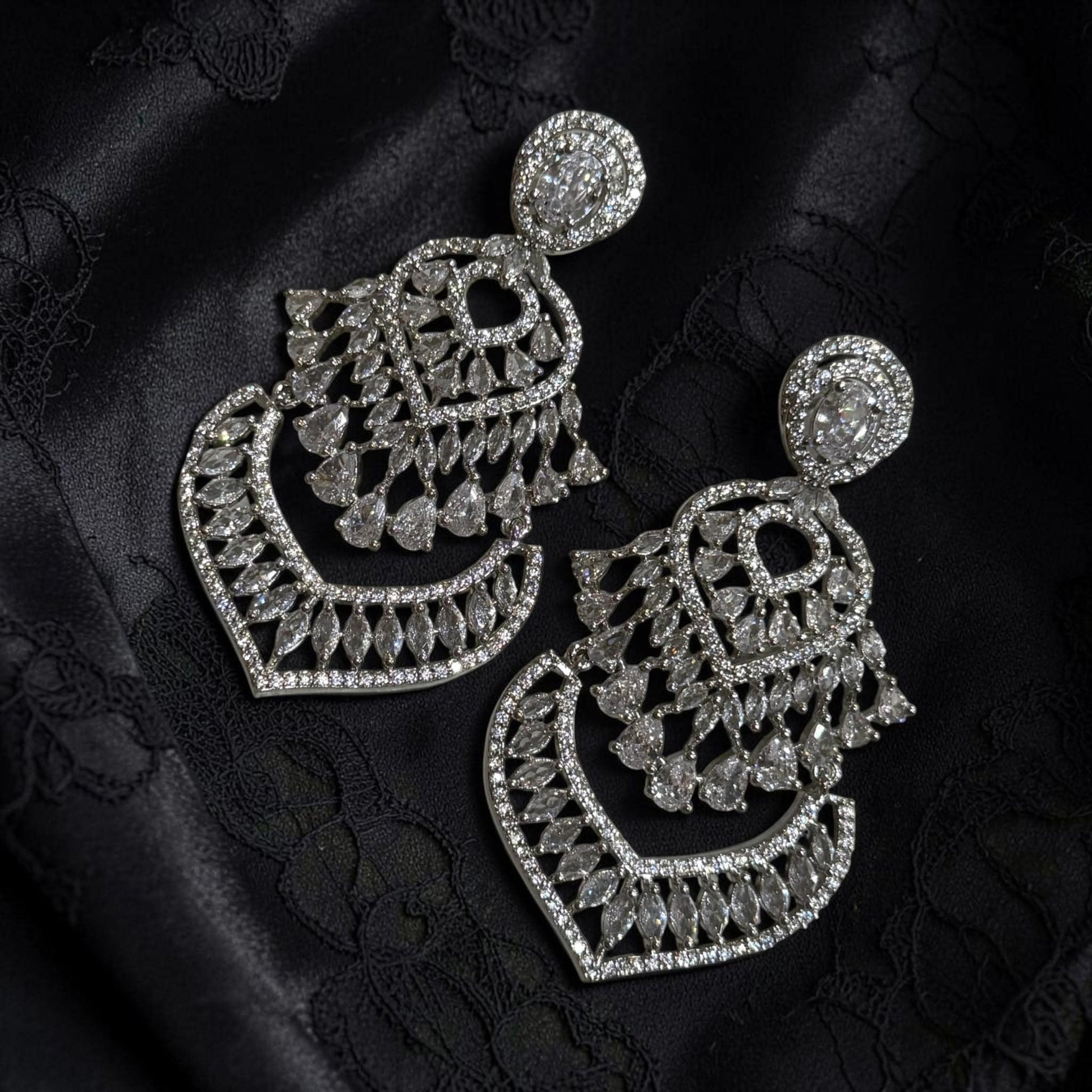 Glamorous Statement Drop Earrings with Decorative Openwork and Pear Accents