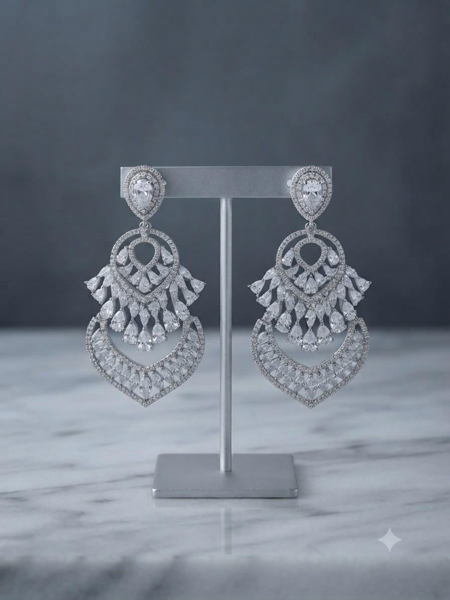 Glamorous Statement Drop Earrings with Decorative Openwork and Pear Accents