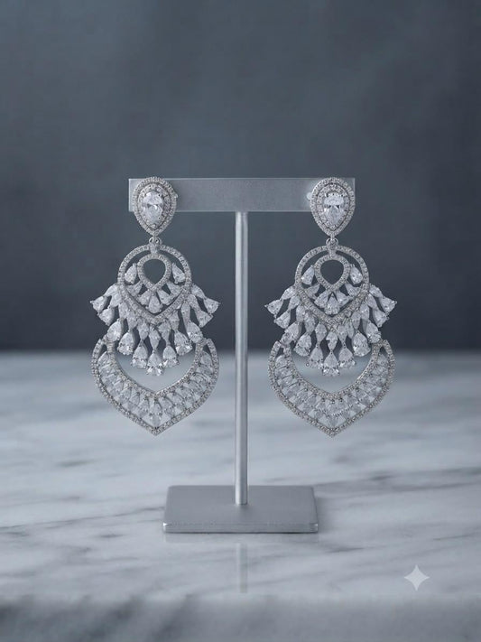 Glamorous Statement Drop Earrings with Decorative Openwork and Pear Accents