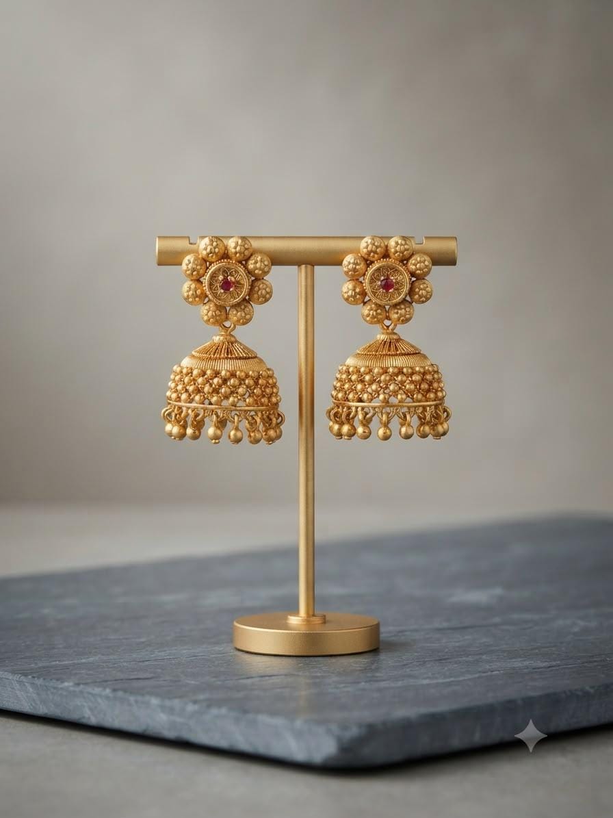 Elegant Floral Jhumka Earrings for Cultural Celebrations and Special Occasions