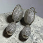 Contemporary Black Finish Drop Earrings, Oversized Oval Fashion Earrings with Sculptural Detail