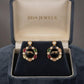 Gold finish Medallion Earrings, Elegant Panther Stud Earrings with Colorful Gem Inspired Details