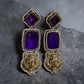 Gold Plated Tiger Head Drop Earrings, Designer Animal Motif Jewelry for Women
