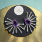 Designer Purple Fan Earrings with Radiating Detail For Women
