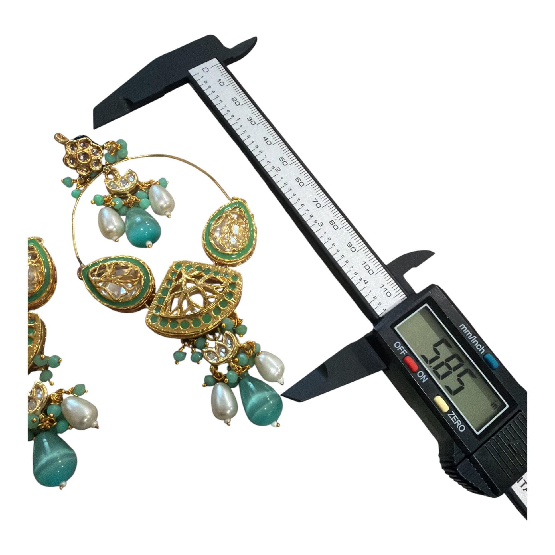 Gold Plated Monzonite Stone Hoop Earrings Available in Turquoise Blue and Mint Green