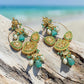 Gold Plated Monzonite Stone Hoop Earrings Available in Turquoise Blue and Mint Green