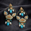 Gold Plated Monzonite Stone Hoop Earrings Available in Turquoise Blue and Mint Green