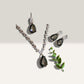 Elegant Necklace Set with Grey /Blue Teardrop and Coordinating Drop Earrings