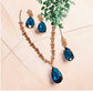 Elegant Necklace Set with Grey /Blue Teardrop and Coordinating Drop Earrings