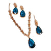 Elegant Necklace Set with Grey /Blue Teardrop and Coordinating Drop Earrings