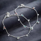 Set of 2 Floral Charm Anklets with Emerald Green and Ruby Pink Accents