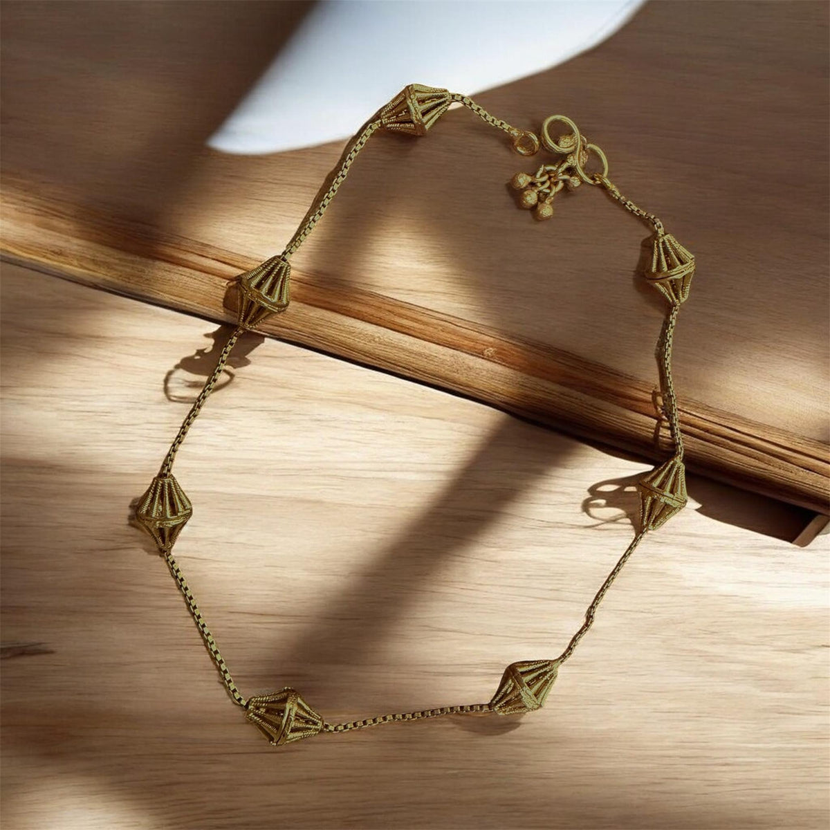 Ankle Bracelet with Ornamental Accents Gold finish