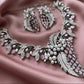 Blush Pink Statement Necklace with Leaf Inspired Details and Accompanying Earrings