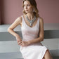 Blush Pink Statement Necklace with Leaf Inspired Details and Accompanying Earrings