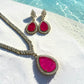 Teardrop high end doublet stone with Cz stones Jewelry set antique finish