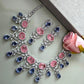 Luxury Statement Necklace with Blush Pink and Lilac Stone Details and Coordinating Drop Earrings