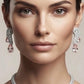 Ornate Blush Pink Necklace and Earrings Set with Layered Decorative Stonework