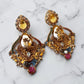 Embellished Statement Earrings with Yellow Teardrop Stones and Intricate Multicolor Detailing