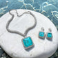 High-End Doublet Statement Necklace and Earrings Set with AD Stone Detailing