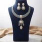 High End Mint Green Statement Necklace with Matching Drop Earrings Cubic Zarconia/ Pearl Designer