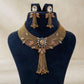 Statement Designer Choker/Necklace and Earrings Set Featuring Woven Chain