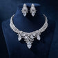 Delicate CZ Necklace Set Featuring a Rhodium Coating