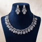 Sophisticated Sparkle Cubic Zirconia Rhodium Finish Necklace and Earrings