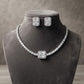 Luxury Rhodium Plated Cubic Zirconia Necklace Set Bold Statement Jewelry