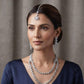 Rhodium Plated Cubic Zirconia Necklace Set Bold Statement Jewelry With Maang Tikka