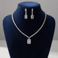 High End Necklace Jewelry Set in Rhodium Finish with Matching Earrings