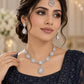 Mesmerizing Cubic Zirconia Jewelry Ensemble with Rhodium Finish and Elegant Drop Earrings