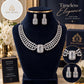 Rhodium Finish Choker Necklace Jewelry Set with Matching Emerald Cut Earrings