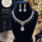 Regal Radiance Cubic Zirconia Jewelry Set with Rhodium Finish Statement Necklace Set