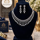 Luxury Cascading Cubic Zarconia Jewelry Set In Rhodium Finidh