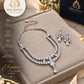 High End Rhodium Finish Necklace Jewelry Set with Matching Chandelier Earrings