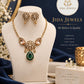 High End Gold Plated Jewelry Set with Monzonite Emerald and Champagne Stone
