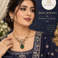 High End Gold Plated Jewelry Set with Monzonite Emerald and Champagne Stone