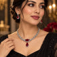Elegant Designer Rare Red Necklace and Earrings Set With Intricate Micro AD Stones Link Design