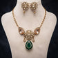 High End Gold Plated Jewelry Set with Monzonite Emerald and Champagne Stone