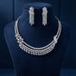 Brilliant Rhodium Finish Necklace Set with Cubic Zirconia Stones