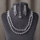 Rhodium Plated Cubic Zirconia Necklace Set Bold Statement Jewelry With Maang Tikka